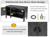 Adjustable Shelf Storage Sideboard with 3 Retro Metal Handles and 4 Pinewood Legs, for N711P261460E