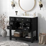 36'' Bathroom Vanity with Top Sink, Modern Bathroom Storage Cabinet with 2 Soft Closing Doors and 6 N710P251586B