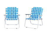 2pcs Steel Tube PP Webbing Bearing 120kg Folding Beach Chair Blue& White Strip 18794766