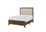 Brown Cherry Finish Fabric Upholstered Headboard Tufted Nailhead Trim 1pc Twin Size Youth Kids Panel B011P173497