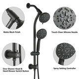 Drill-Free Stainless Steel Slide Bar Combo Rain Showerhead 7-Setting Hand, Dual Shower Head Spa W1219P155443
