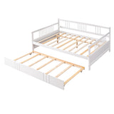 Full Size Daybed Wood Bed with Twin Size Trundle,White WF295131AAK