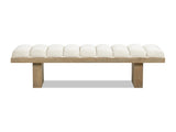 Bella 52" Upholstered Modern Accent Bench, Ivory White Boucle B2719P292908