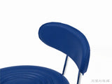 Round Shape Adjustable Salon Stool with Back and Line Blue 90685361