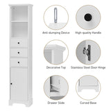 ZNTS White Tall Bathroom Cabinet, Freestanding Storage Cabinet with 3 Drawers and Adjustable Shelf, MDF WF298152AAK