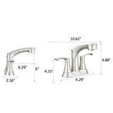 Bathroom Faucet with Pull Out Sprayer, 2 Handle 4 Inch Faucet Utility Sink Faucet, Brushed Nickel W122470441