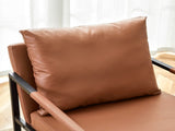 Set of 1 Classic Brown PU Leather and Metal Frame Sofa -Ergonomically designed, a perfect blend of W3875P378627