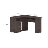 Mix L-Shaped Desk, Keyboard Tray, Two Drawers, Single Open Shelf -Smokey Oak B20091963