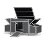 ZNTS Weatherproof Wood Chicken Coop with Nesting Boxes, Indoor Outdoor, Gray W2181P151916