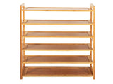 Concise Rectangle 6 Tiers Bamboo Shoe Rack Wood Color 70992386