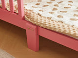 Single-layer vertical plank bed with side railings, pink, 135*75*62.5cm, wooden bed, pine, 90765179