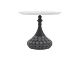 Accent Metal Coffee Table, Pedestal Table for Living Room, Hand-hammered Texture, WhiteBlack N772P287777W