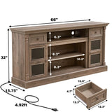 Farmhouse Fireplace TV Stand with Roman Column Styling, Up to 80-inch TV, 70-inch Modern Tall W2393P300554
