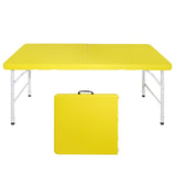 4ft Yellow Portable Folding Table Indoor&Outdoor Maximum Weight 135KG Foldable Table for Camping 64401046