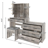Large Makeup Vanity with Lights, Vanity Table with Charging Station, Vanity Desk with Mirror and 10 58924769