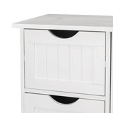 Single Door Bathroom Storage Cabinet with 4 Drawers White 06676375