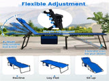 Oversized Patio Chaise Lounge, 27" Wide 4-Position Adjustable Backrest Folding Tanning Chair-Navy 09940851