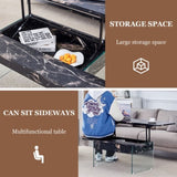 Multifunctional Lift Top Coffee Table -Black Marble Pattern, Essential for Modern Homes.Tempered W2920P226077