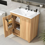 30" Bathroom Vanity with Sink Combo, Multi-functional Bathroom Cabinet with Doors and Drawer, MDF WF319484AAG