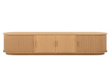 Farmhouse Wooden TV Stand with Sliding Tambour Door for TVs up to 75", Fluted Media N721P351937D