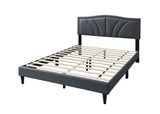 Modern Vintage Look 1pc Queen Size Bed Charcoal Burlap Fabric Nailhead Trim Accents Headboard B011P238960