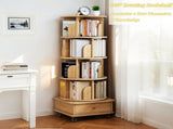 5 Tier Rotating Bookshelf, 360&deg Display Round Spinning Bookshelf with Wheels,-Saving, Small 82303381