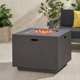 33" Outdoor Iron Square Propane Fire Pit, Tank Inside, Brushed Brown - 50,000 BTU 62837.00BRN-50K