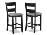 Rustic Farmhouse 5-Pc Counter Height Dining Set Square Table Wood Top Bottom Display Shelf Linen B011P186070