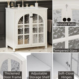 30 Inches Bathroom Vanity with Ceramic Sink, Faux Aged Finish, Vintage Rustic Bathroom Cabinet with N817P299512W