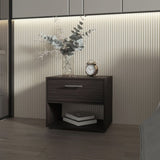 FM FURNITURE Round Rock Nightstand with a Drawer. Stained Walnut B128P283300
