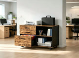 () 3-Drawer Wooden Filing Cabinet with Wheels P2 Particleboard with Melamine 83894749