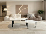 360 degree roratable White Sintered Stone Top Rotatable modern Coffee Table for Living Room, rock W2899P372758