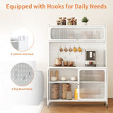 Kitchen Pantry Cabinet, Tall Storage Cabinet with Glass Doors & Adjustable Shelves, Cabinet Cupboard T2398P272122