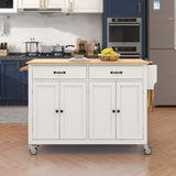 Kitchen Island Cart with Solid Wood Top and Locking Wheels,54.3 Inch Width,4 Door Cabinet and Two WF286911AAW