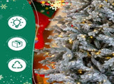 7 FT Pre-lit Snow Flocked Christmas Tree, Artificial Hinged Xmas Pine Tree with 1100 Branch Tips, 02996300