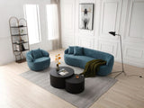 360&deg Swivel Mid Century Modern Curved Sofa, 1-Seat Cloud couch Boucle sofa Fabric Couch, Blue W87691482