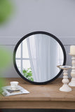 20" x 20" Circle Wall Mirror with Wooden Frame and Black Finish, Wall Mirror for Living Dining W2078124341