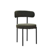 Green Boucle Dining Chairs Set of 2,Mid-Century Modern Curved Backrest Chair,Round Upholstered GL-W2533P170108