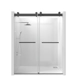 ZNTS 68-72 in. W x 76 in. H Double Sliding Frameless Soft-Close Shower Door with Premium 3/8 Inch W157368839