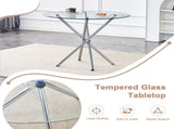 Round clear glass dining table with a unique shape for 4-6 people, with ring-shaped gathered silver W1151P411357