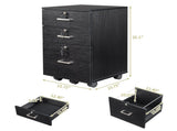 Black Wood Grain Density Board Three Drawers Wooden Filing Cabinet 80897814