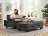 Fluffy Corduroy Storage Armrest Sofa,Single Versatile Seat with Ottoman,Cup Holder,Bluetooth W3705P476390