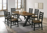 ZNTS Industrial Style Dining Room Side Chairs Set of 2pc Chairs Black and Dark Oak Finish Wooden Seat B011P208970