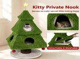 3-Tier Christmas Cat Tree Tower, Stable Pyramid Frame Cat Furniture with Dual Access Condo, Paper 27634730