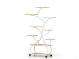 Tree Shaped Stand with Full Spectrum Grow Light, Rolling Wheels, Hooks, 8 Tiered Metal Wood 92054648