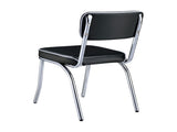 Set of 2 Upholstered Side Chairs, Black and Chrome B016P225404