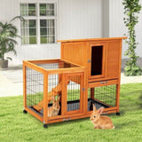 ZNTS Detachable Rabbit Hutch with Removable Tray and Rolling Casters, Orange W2181P190616