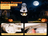 5.3 FT Life Size Halloween Animated Nun Prop with Flickering LED Candle, Freestanding Scary Sister 49120155