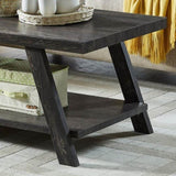 ZNTS Athens Contemporary Replicated Wood Shelf Coffee Table in Charcoal Finish T2574P164641