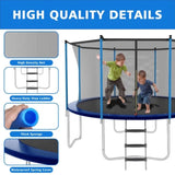 ZNTS 12ft Blue Outdoor Toddler Trampoline with Enclosure Safety Net Jumping Fun Trampoline, heavy-duty 29596203